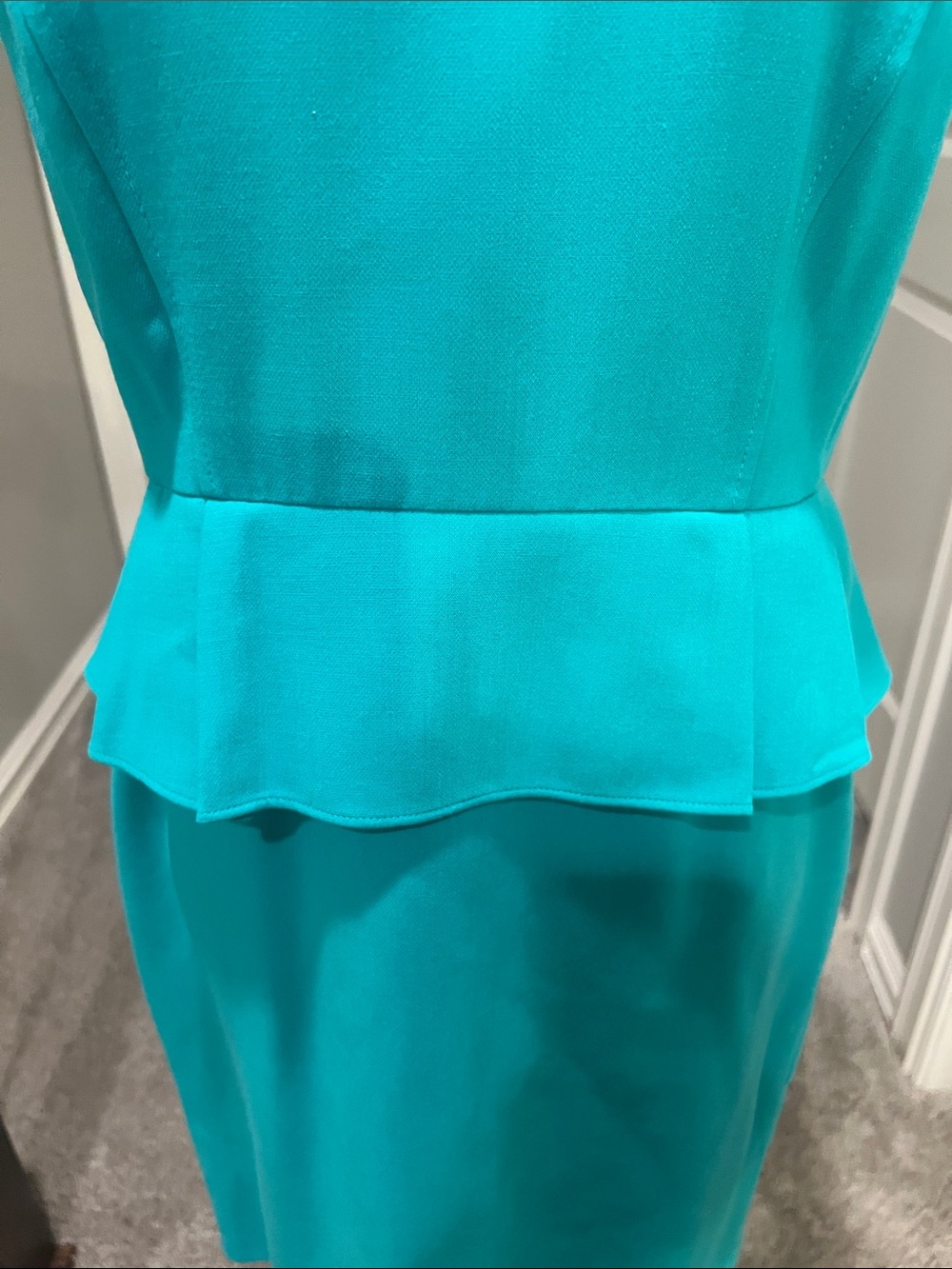 LOFT Turquoise Sleeveless Peplum Midi Dress - Picture 2 of 8